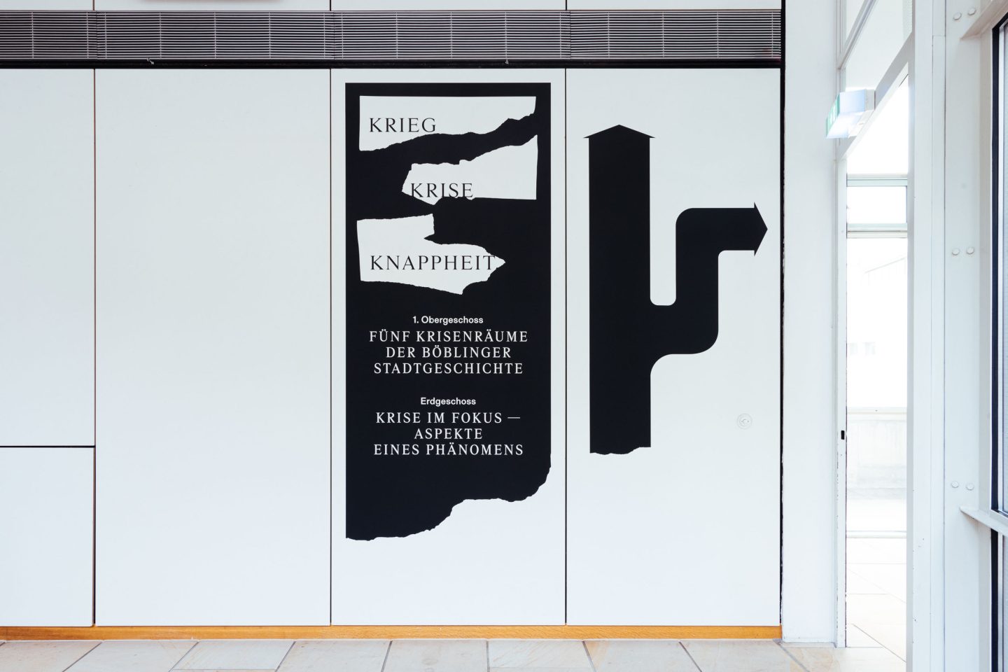 Wayfinding panel for the exhibition floors and sections at the peasants’ war museum.