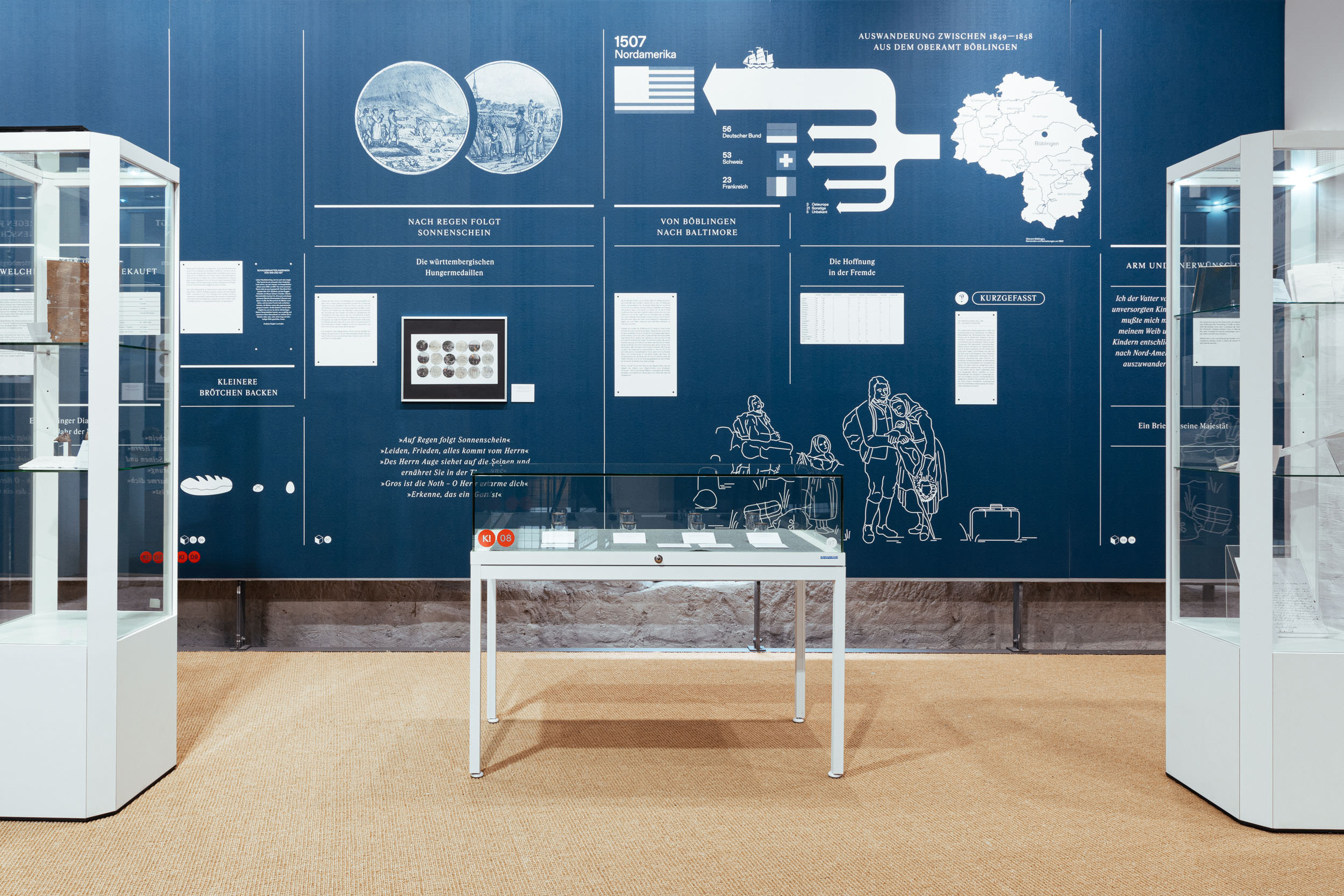 Together with reprints and artworks, an infographic shows the redistribution of Böblingen’s population into the world