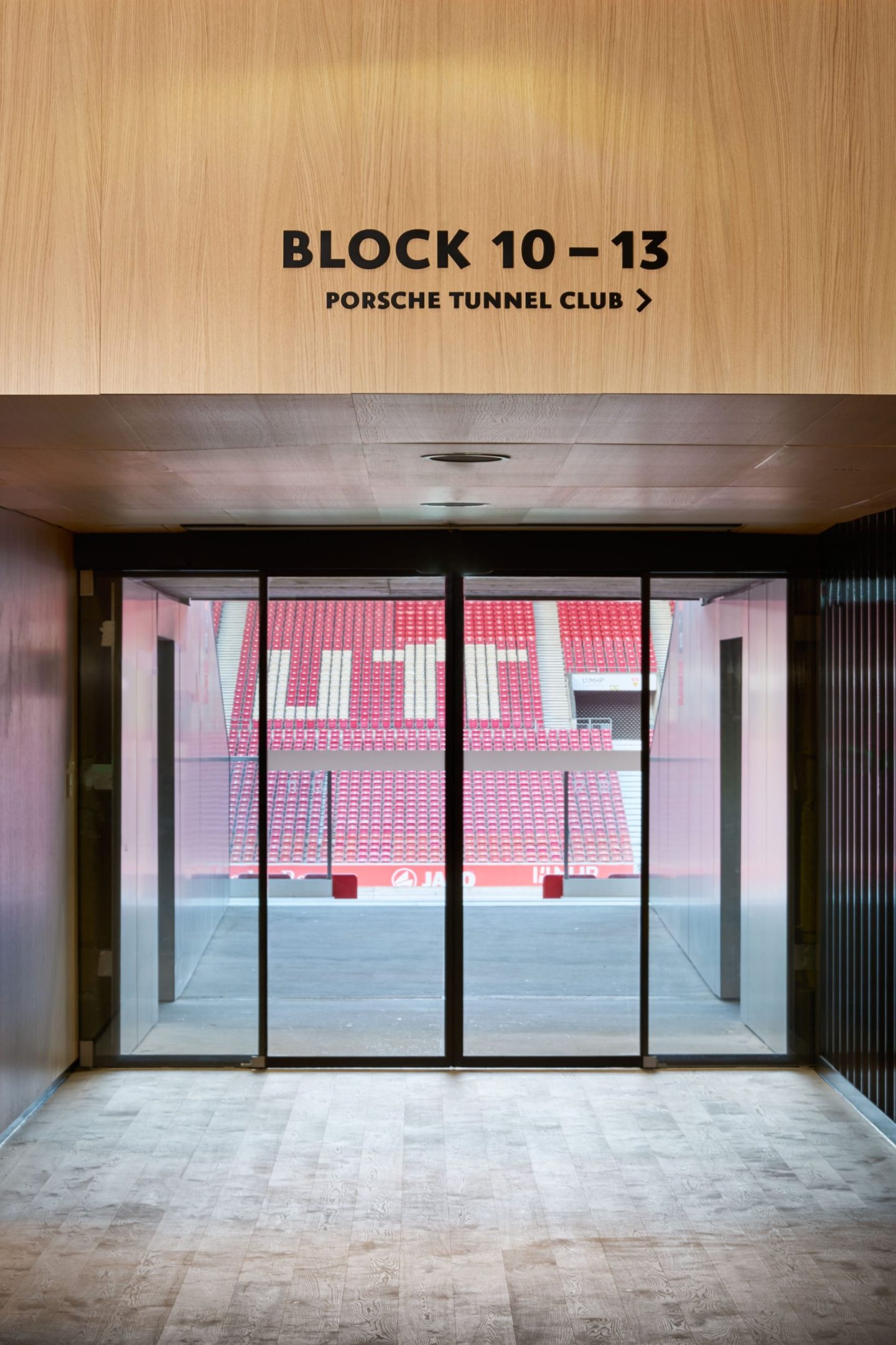 The wayfinding leads directly to the stadium seats