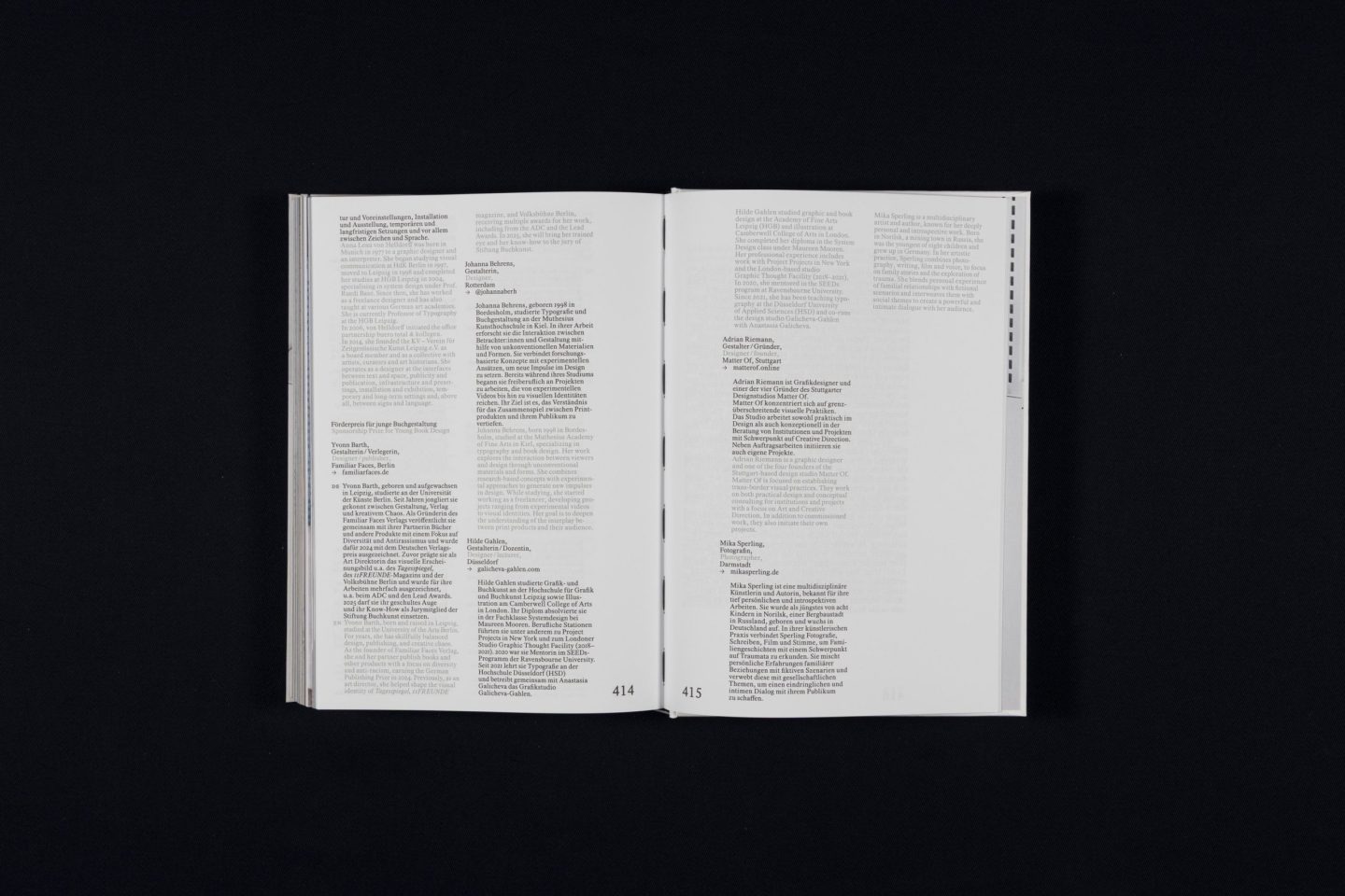 The last part of the editorial design features the CVs of the jury