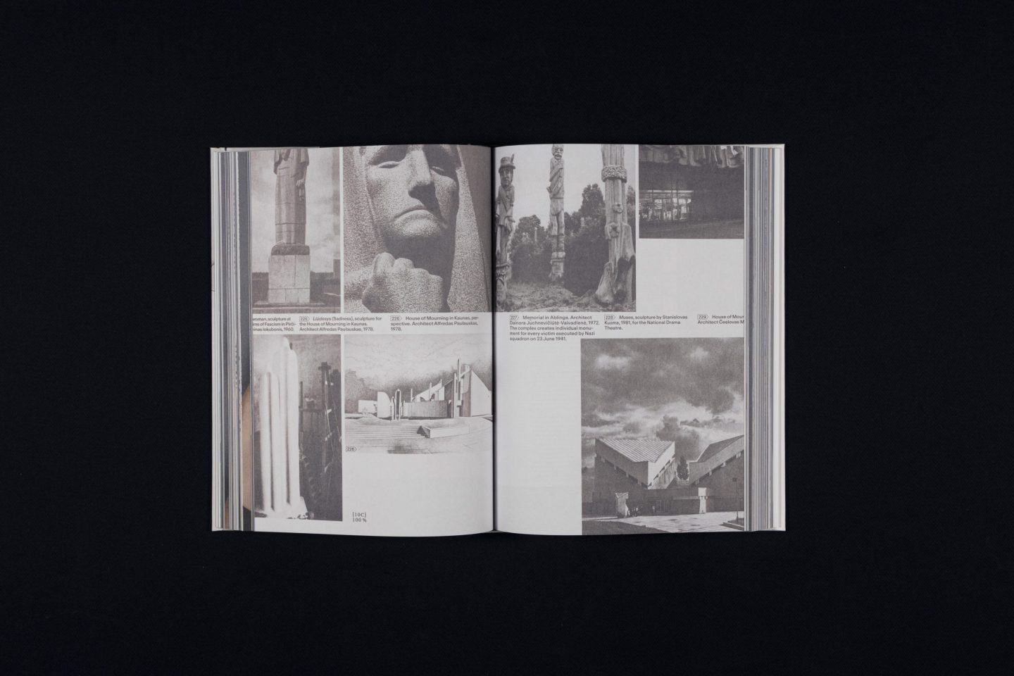 Catalogue spread for Die Schönsten Deutschen Bücher 2025, featuring the award-winning book Raising Curtain on Operatic Modernism with black-and-white documentary imagery, architectural references and a structured editorial layout.
