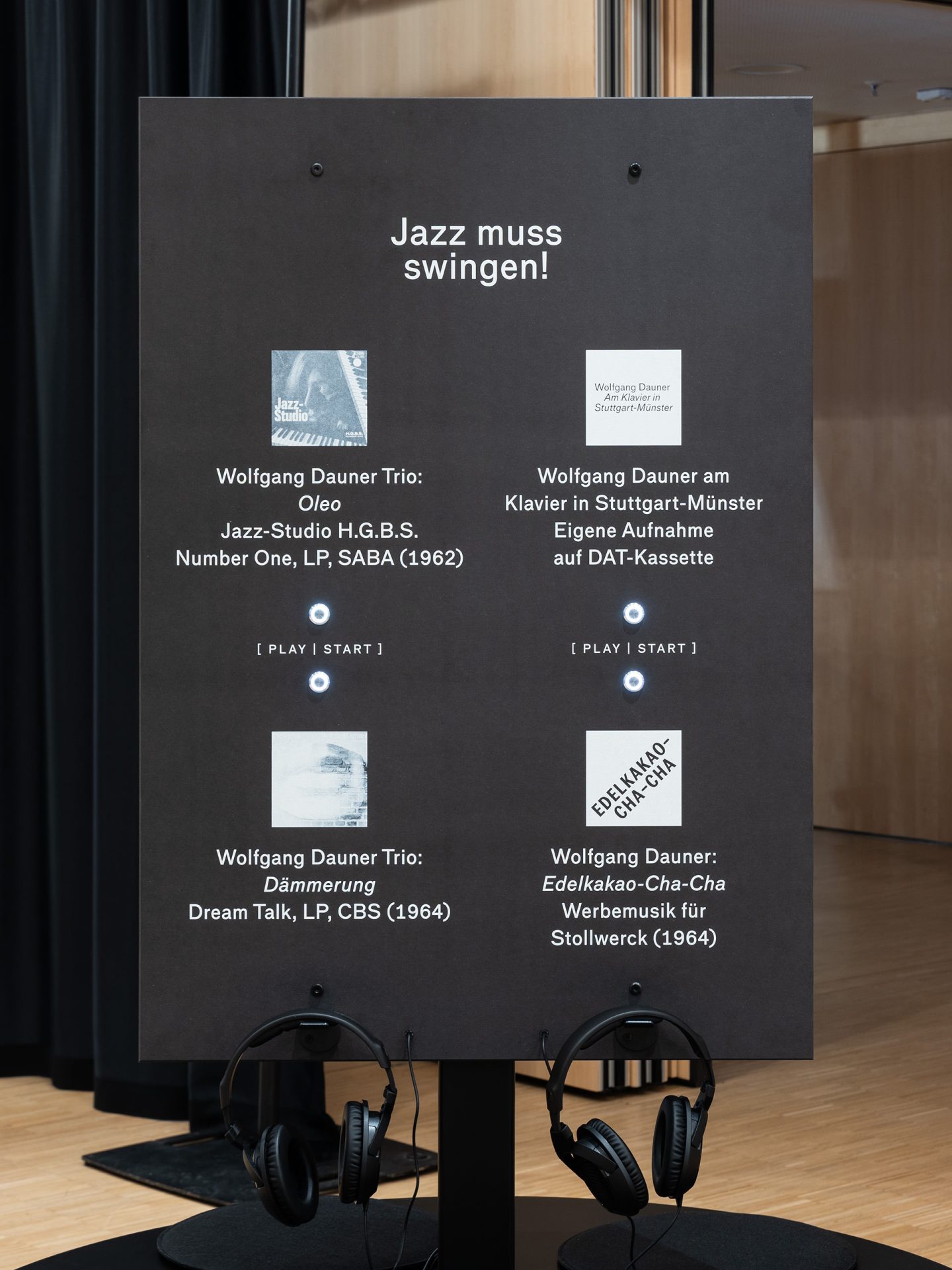 Exhibition view close-up, audio stations provide a listening experience